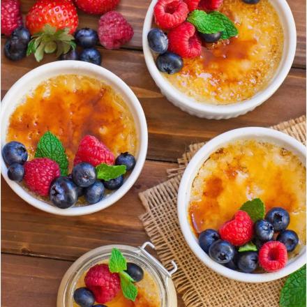 Crème Brûlée with fresh berries