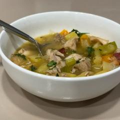 CHICKEN AND SPICY TURKEY SAUSAGE CHOWDER