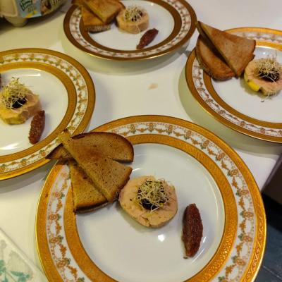 FOIE GRAS MAISON A LA CLEMENTINE ET GINGEMBRE CHUTNEY DE COING ET POIVRE DE SICHUAN