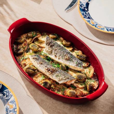 Mediterranean Sea Bass with Roasted Potatoes & Olives