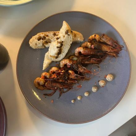 Gambas de temporada a la sartén