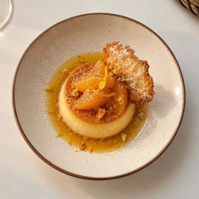 Flan cremoso de cítricos