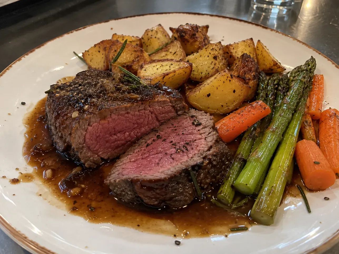Rinderfilet mit Rosmarin-Kartoffeln & Rotweinjus