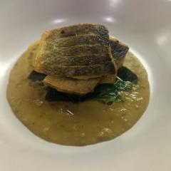 Bass with a Lentil Sauce