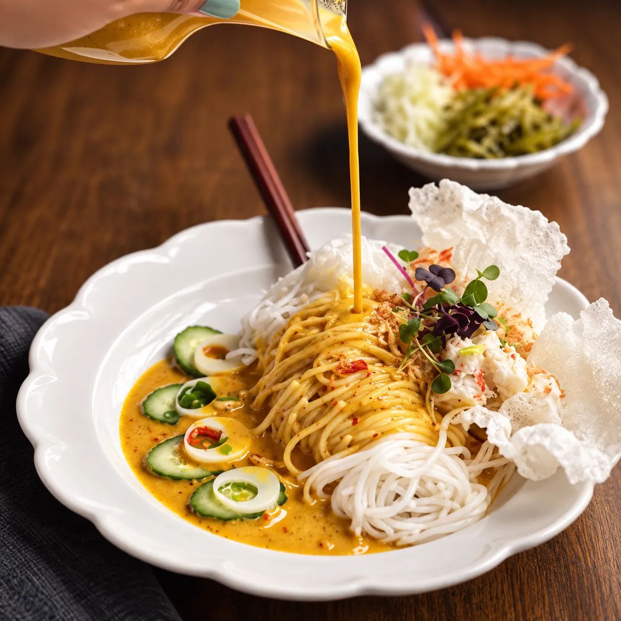 Khanom Jeen with Southern Thai Crab Curry with Hand-Pounded Curry Paste