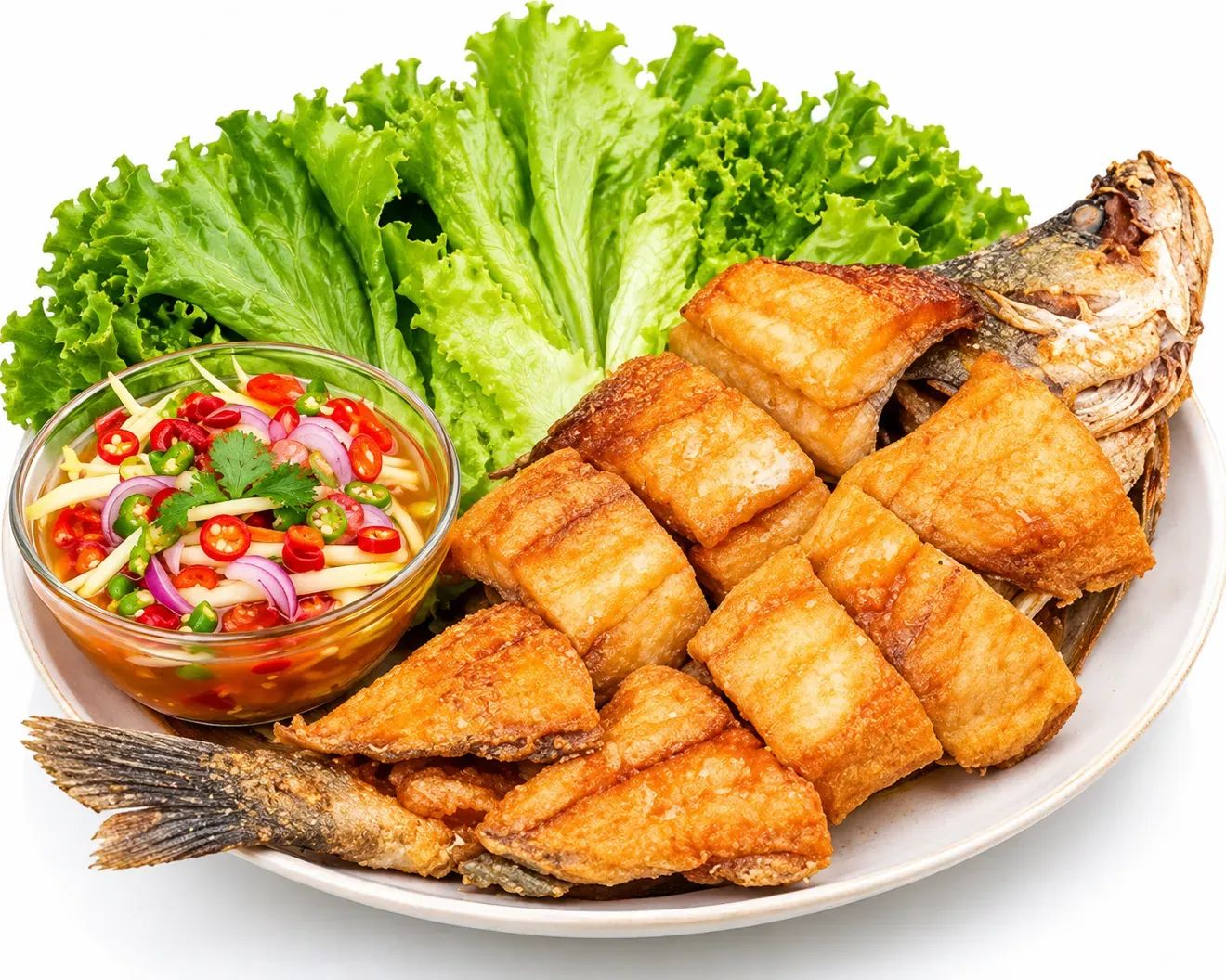 Pla Tod Nam Pla - Crispy Fried Fish with Tamarind glazed