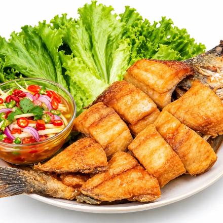Pla Tod Nam Pla - Crispy Fried Fish with Tamarind glazed