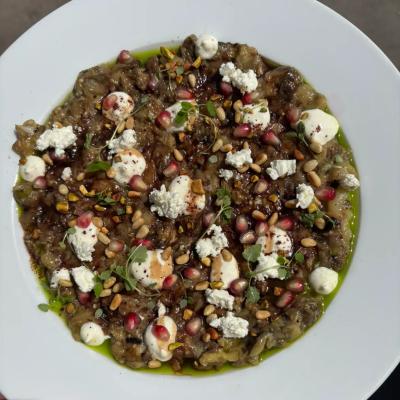 Smoky Aubergine with Whipped Yoghurt & Pomegranate