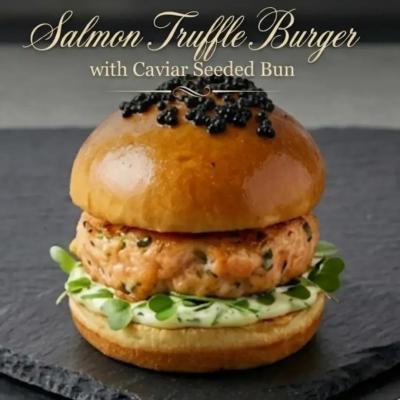 Salmon caviar burger baby!