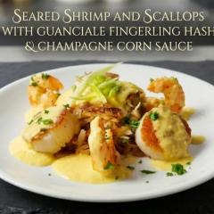 Seared shrimp and scallops