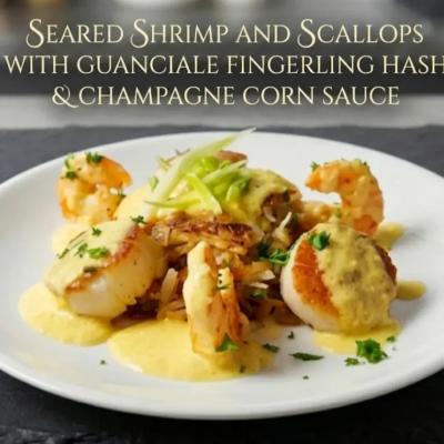 Seared shrimp and scallops