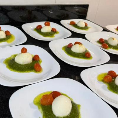 buratta com tomate cofit e pesto de mangericao
