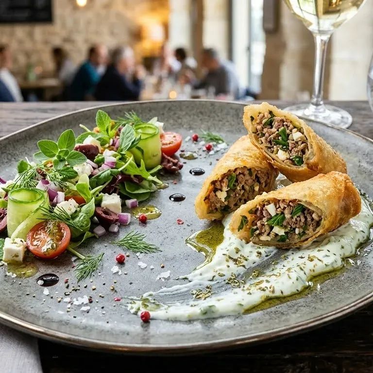 Nems a l'agneau et aux herbes grecque