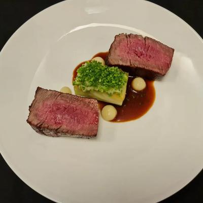 Beef Tenderloin with Mashed Potato, Rolled Cabbage & Chives