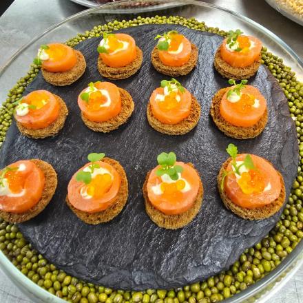 Cream cheese and Salmon roll with toasted bread
