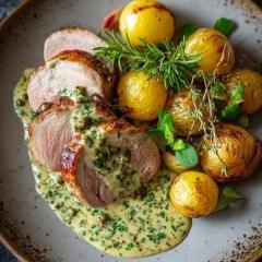 roast turkey with baby potatoes