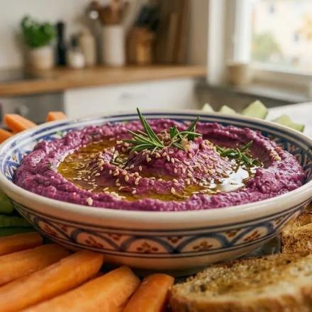 Purple Hummus with Fresh Crudités & Sourdough Crisps