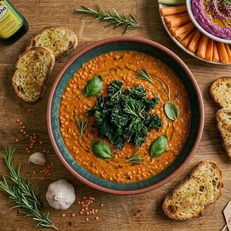 Italo-Indian Lentil Dahl with Garlic Crostini & Olive Oil