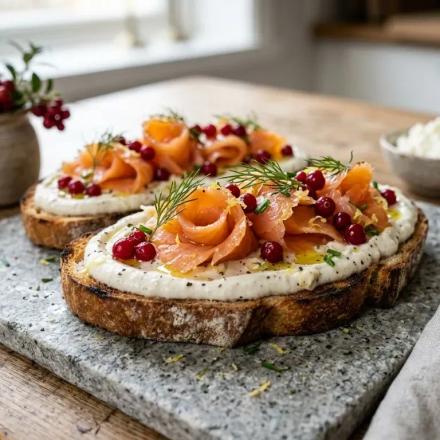 Smoked Salmon & Lingonberry Bruschetta