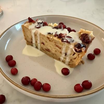 White Chocolate Cranberry Bread Pudding