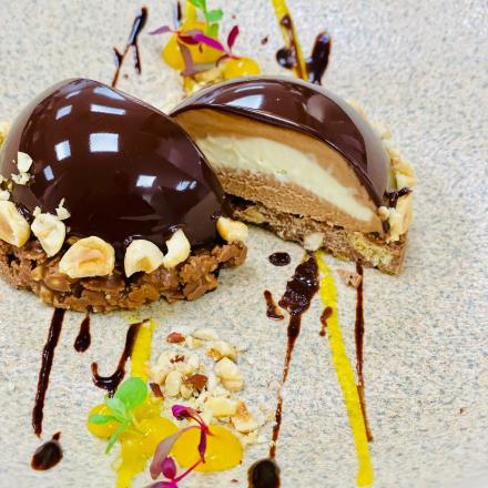 Dark chocolate-Hazelnut Mousse with Mexican Vanilla Center